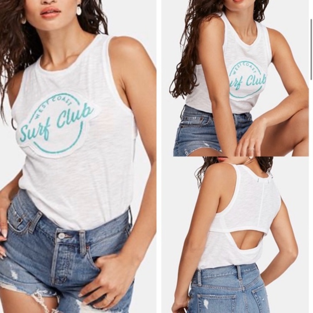 NWT Free People Martine Surf-Club Patch Tank Top